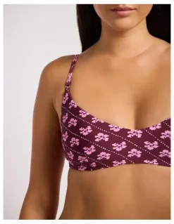 Seafolly Batik Bloom Bralette - Dark Burgundy