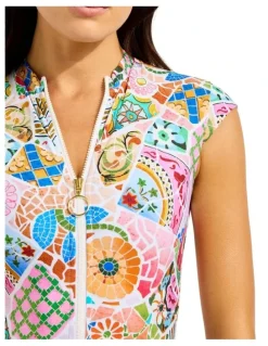 Seafolly Beach Boheme Zip Front One Piece in Parfait Pink