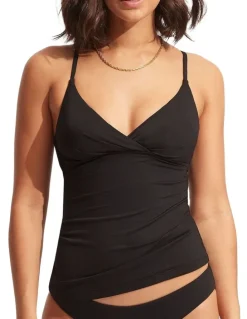 Seafolly Collective Wrap Front Singlet in Black
