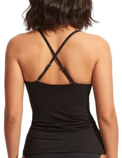 Seafolly Collective Wrap Front Singlet in Black
