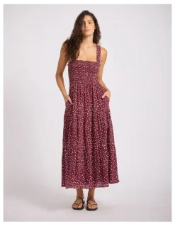 Seafolly Dolce Dot Faithful Midi Dress in Dark Burgundy