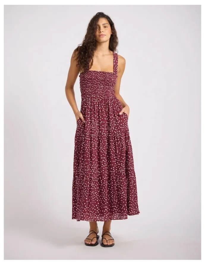 Seafolly Dolce Dot Faithful Midi Dress in Dark Burgundy