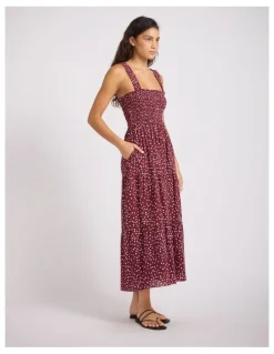 Seafolly Dolce Dot Faithful Midi Dress in Dark Burgundy