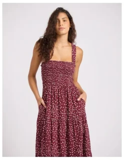 Seafolly Dolce Dot Faithful Midi Dress in Dark Burgundy