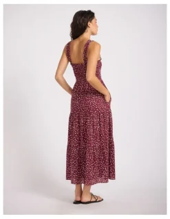Seafolly Dolce Dot Faithful Midi Dress in Dark Burgundy