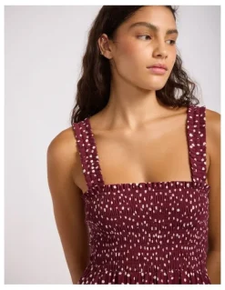 Seafolly Dolce Dot Faithful Midi Dress in Dark Burgundy