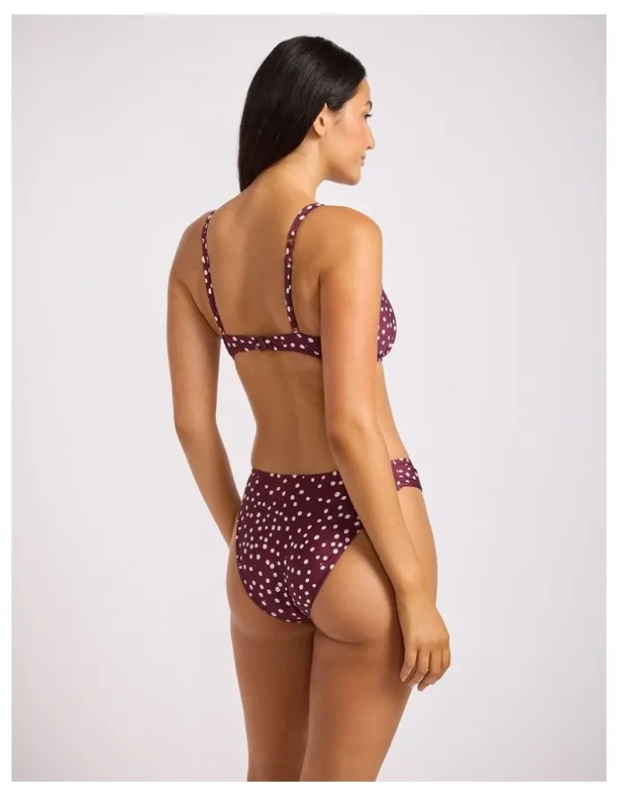 Seafolly Dolce Dot Ruched Bralette - Dark Burgundy