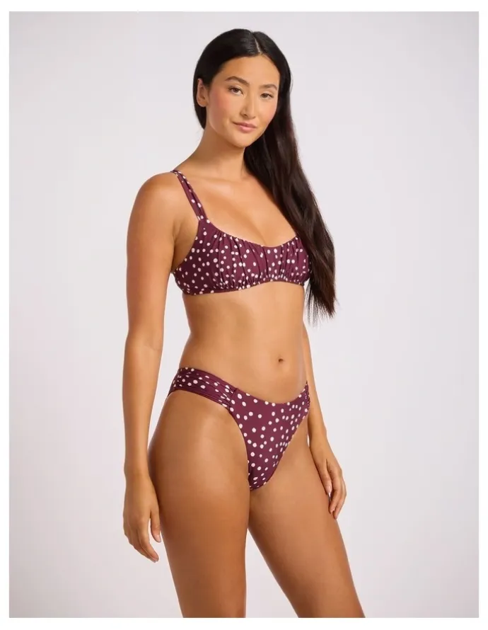 Seafolly Dolce Dot Ruched Bralette - Dark Burgundy