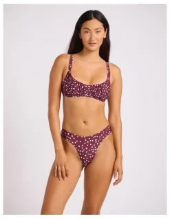 Seafolly Dolce Dot Ruched Bralette - Dark Burgundy
