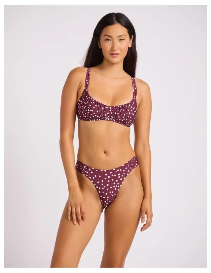 Seafolly Dolce Dot Ruched Bralette - Dark Burgundy