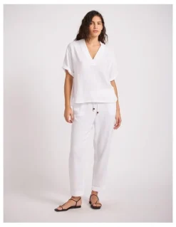 Seafolly Double Gauze Tapered Pant in White