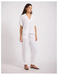Seafolly Double Gauze Tapered Pant in White