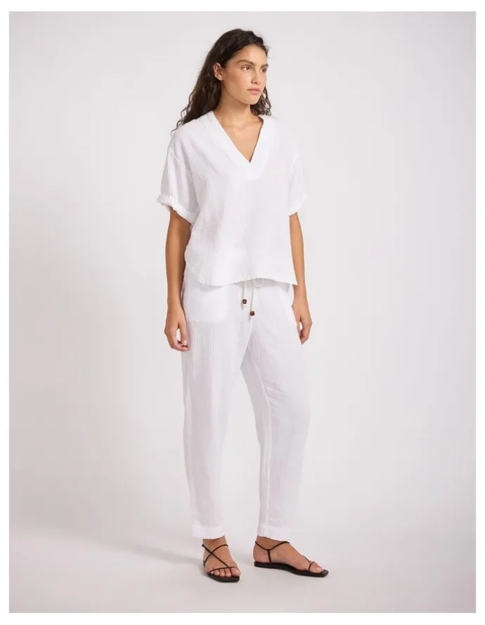 Seafolly Double Gauze Tapered Pant in White