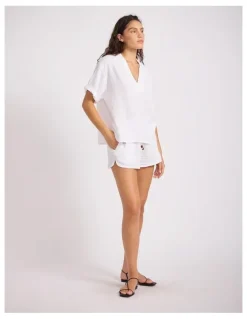 Seafolly Double Gauze V-Neck Top in White