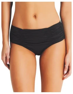 Seafolly Gathered Front Retro Bikini Bottom in Black