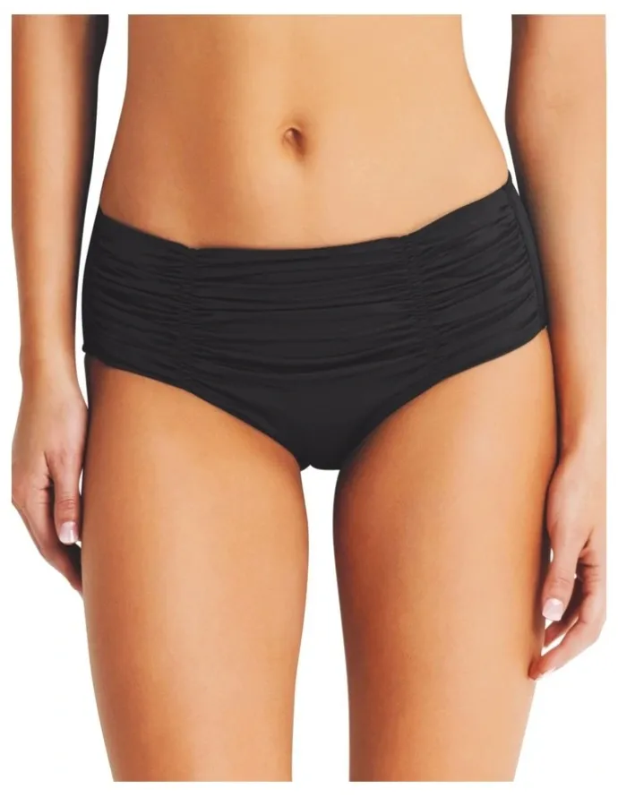 Seafolly Gathered Front Retro Bikini Bottom in Black