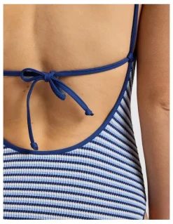 Seafolly Horizons Scoop Neck Tie Back One Piece in Marine