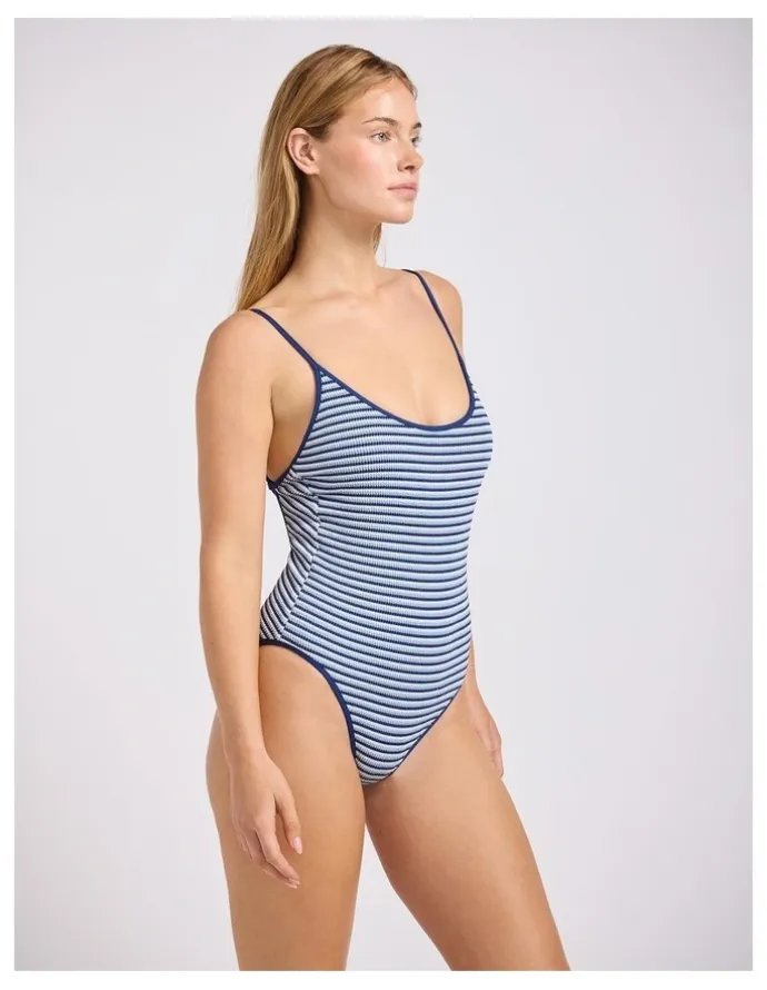 Seafolly Horizons Scoop Neck Tie Back One Piece in Marine