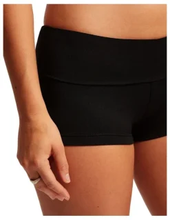Seafolly Roll Top Boyleg Brief in Black