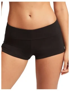 Seafolly Roll Top Boyleg Brief in Black