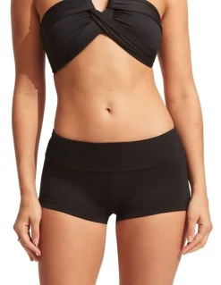Seafolly Roll Top Boyleg Brief in Black