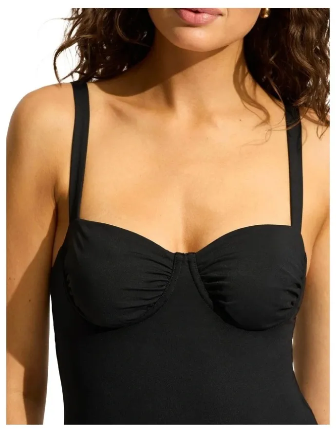 Seafolly Ruched Underwire One Piece in Black