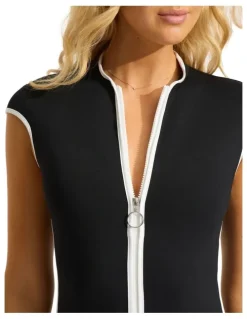 Seafolly Seafolly Collective Cap Sleeve Zip Front One Piece - Black