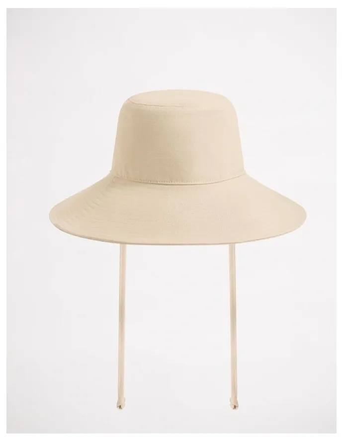 Seafolly ShadyLady Tie Up Bucket Hat in Ecru