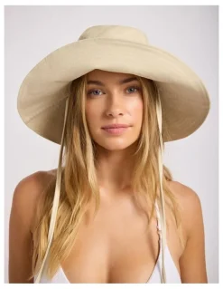 Seafolly ShadyLady Tie Up Bucket Hat in Ecru