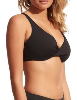 Seafolly Wrap Front F Cup Bra in Black