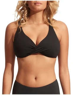 Seafolly Wrap Front F Cup Bra in Black