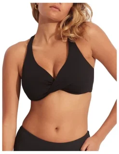 Seafolly Wrap Front F Cup Bra in Black