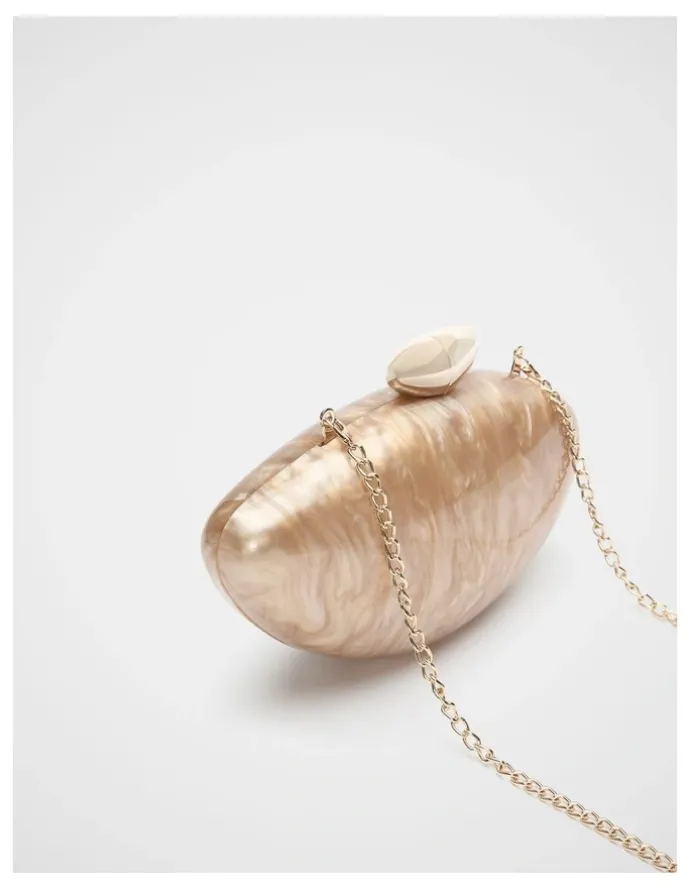 Seed Heritage Acrylic Hrdcase Clutch in Sandstone