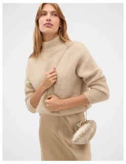 Seed Heritage Acrylic Hrdcase Clutch in Sandstone