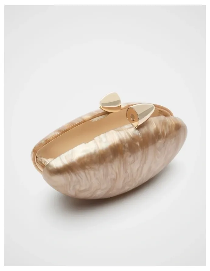 Seed Heritage Acrylic Hrdcase Clutch in Sandstone