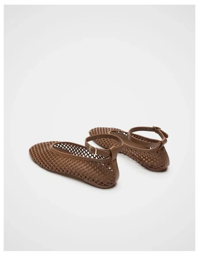 Seed Heritage Amari Perforated Ballet Flat in Tan