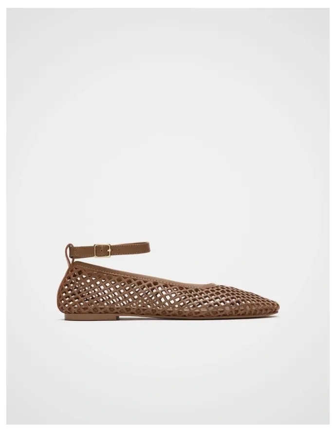 Seed Heritage Amari Perforated Ballet Flat in Tan
