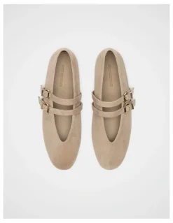Seed Heritage Astor Double Strap Ballet Flat in Cashew Suede