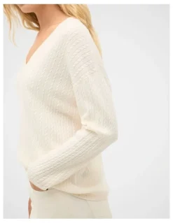 Seed Heritage Australian Merino V Neck Cable Knit