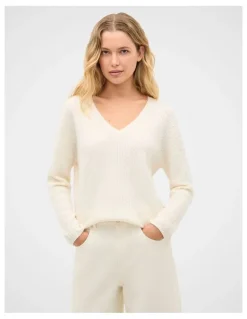 Seed Heritage Australian Merino V Neck Cable Knit