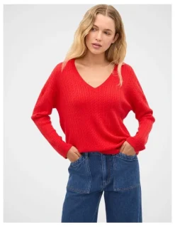 Seed Heritage Australian Merino V Neck Cable Knit
