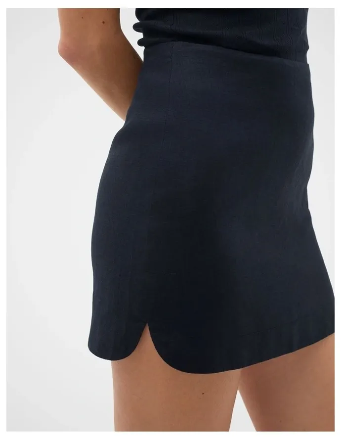 Seed Heritage Core Linen Curve Hem Mini Skirt