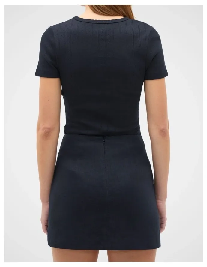 Seed Heritage Core Linen Curve Hem Mini Skirt