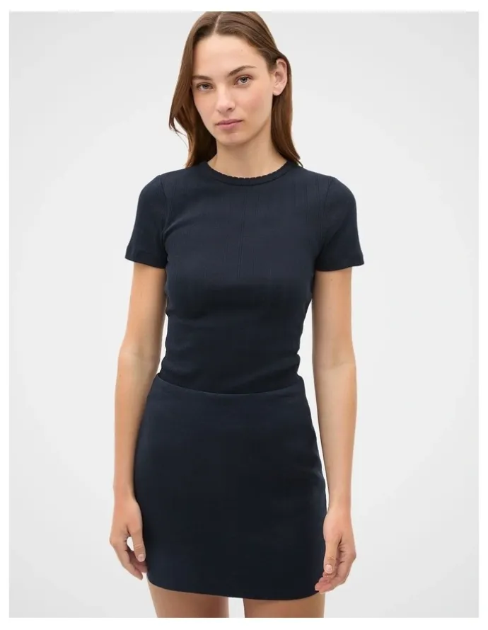 Seed Heritage Core Linen Curve Hem Mini Skirt