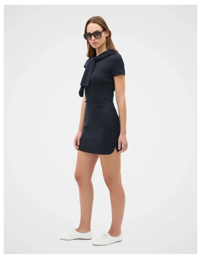 Seed Heritage Core Linen Curve Hem Mini Skirt
