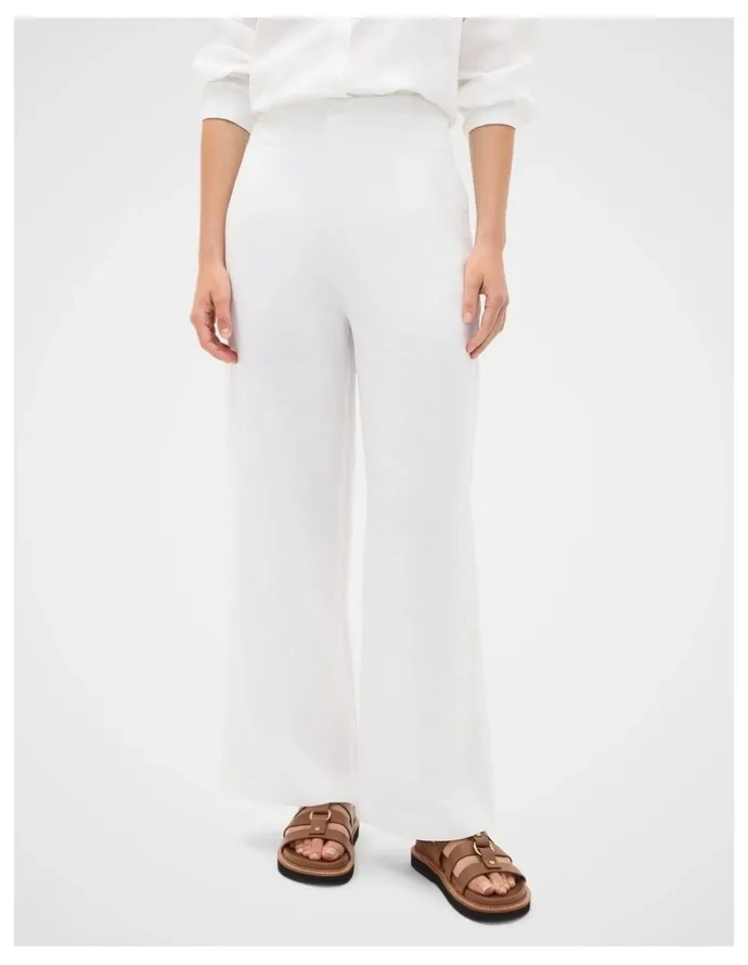 Seed Heritage Core Linen Waisted Pant in Whisper White