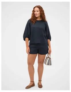 Seed Heritage Core Linen Balloon Sleeve Top