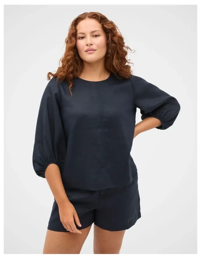 Seed Heritage Core Linen Balloon Sleeve Top