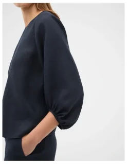 Seed Heritage Core Linen Balloon Sleeve Top