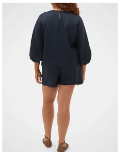 Seed Heritage Core Linen Balloon Sleeve Top